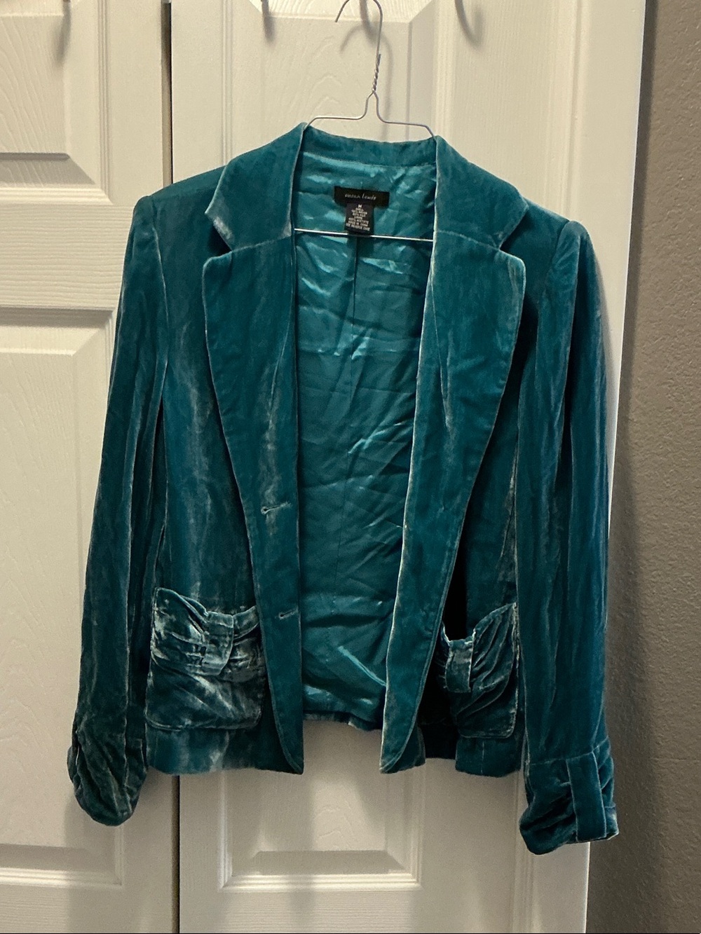 Velvet Teal Blazer - Women's Tailored Jacket